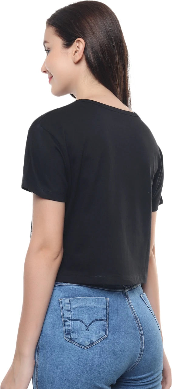 Black Cotton Crop Top