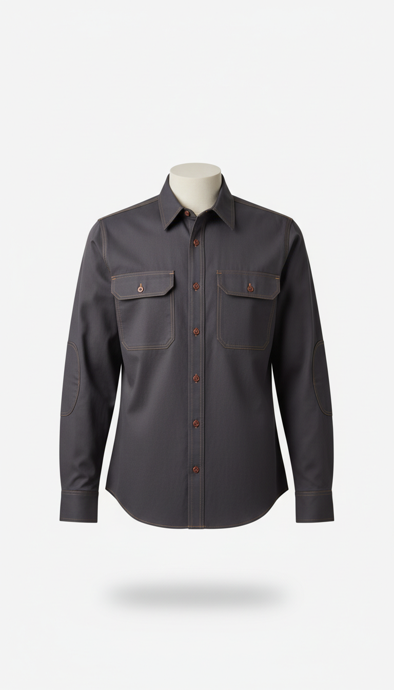 Technical Cotton Work Shirt with Mesh Panels