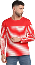 Red and White Striped Cotton Rib T‑Shirt