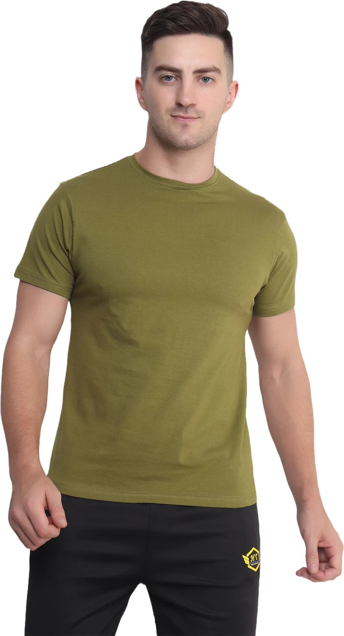 Olive Green Cotton Lycra T‑Shirt