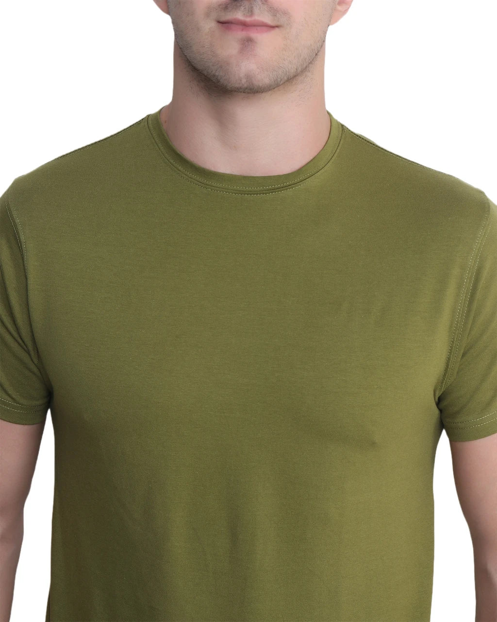 Olive Green Cotton Lycra T‑Shirt