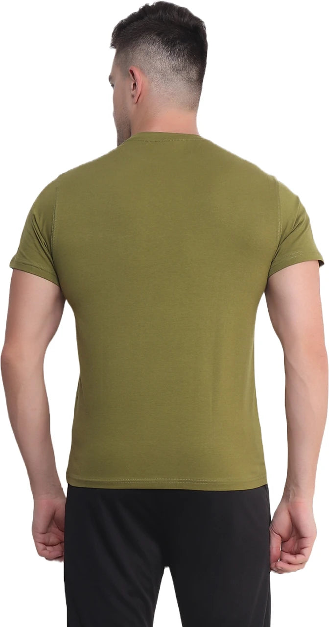 Olive Green Cotton Lycra T‑Shirt