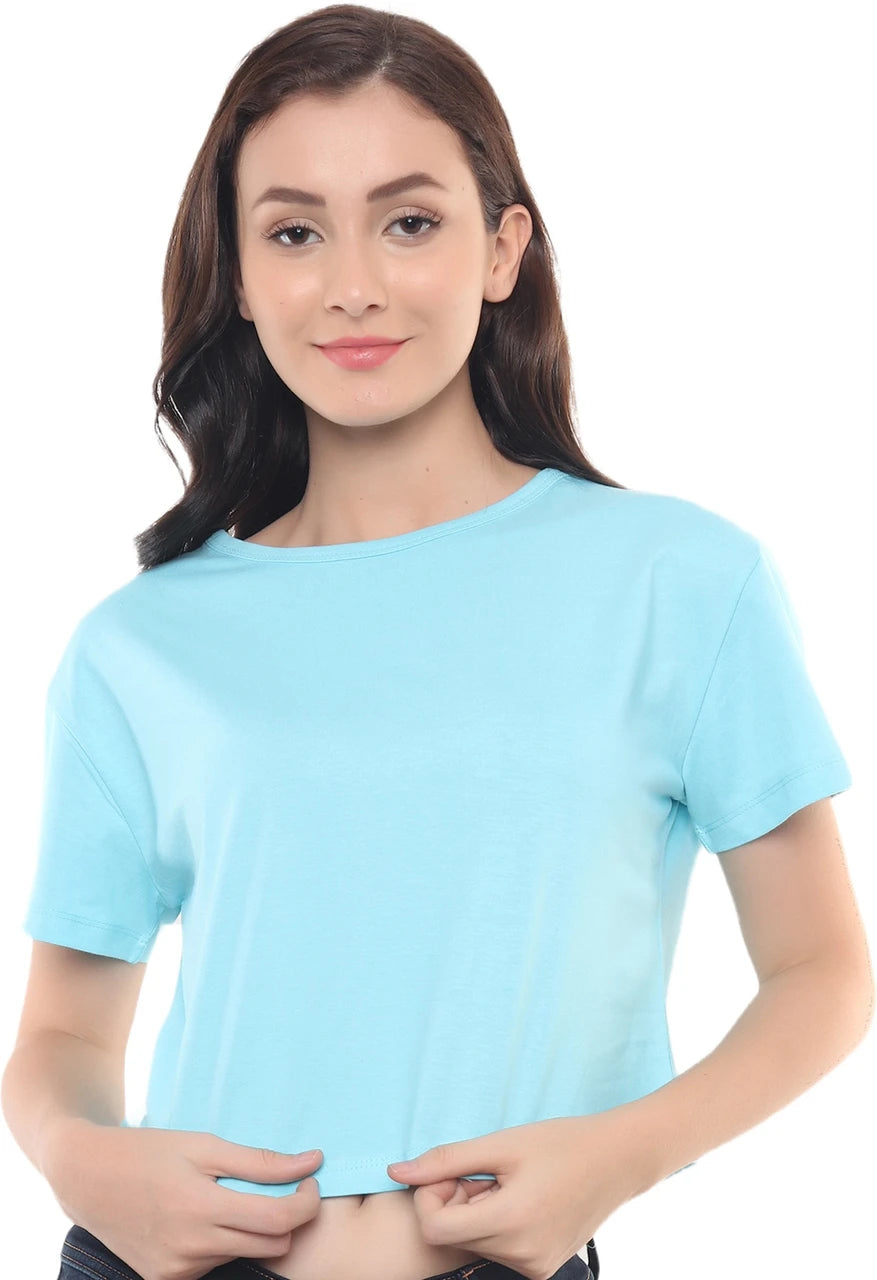 Sky Blue Cotton Crop Top