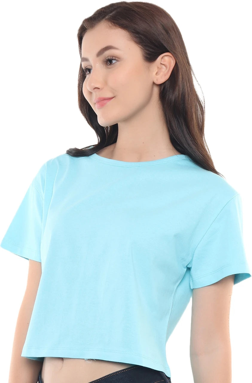 Sky Blue Cotton Crop Top