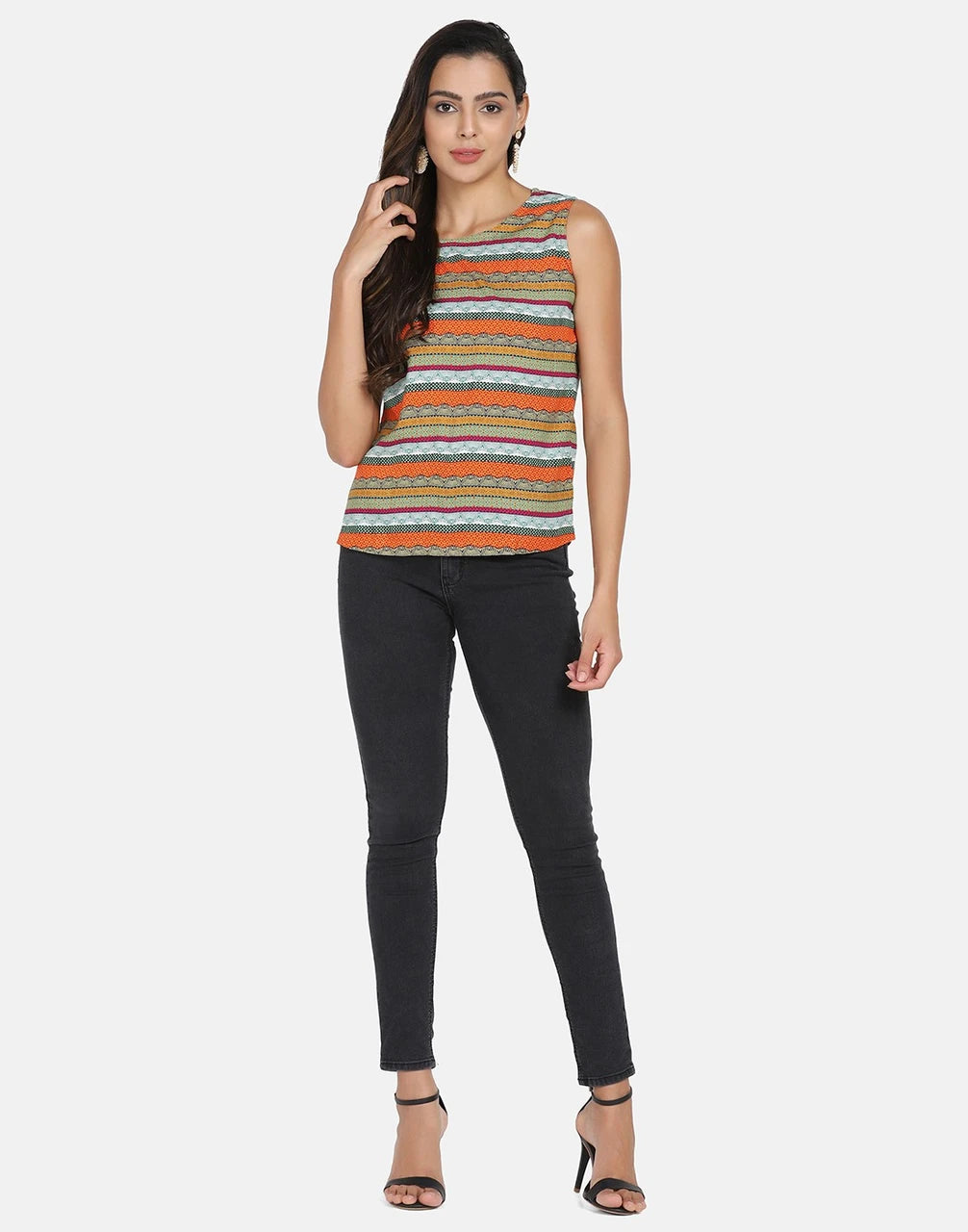 Printed Sleeveless Rayon Top