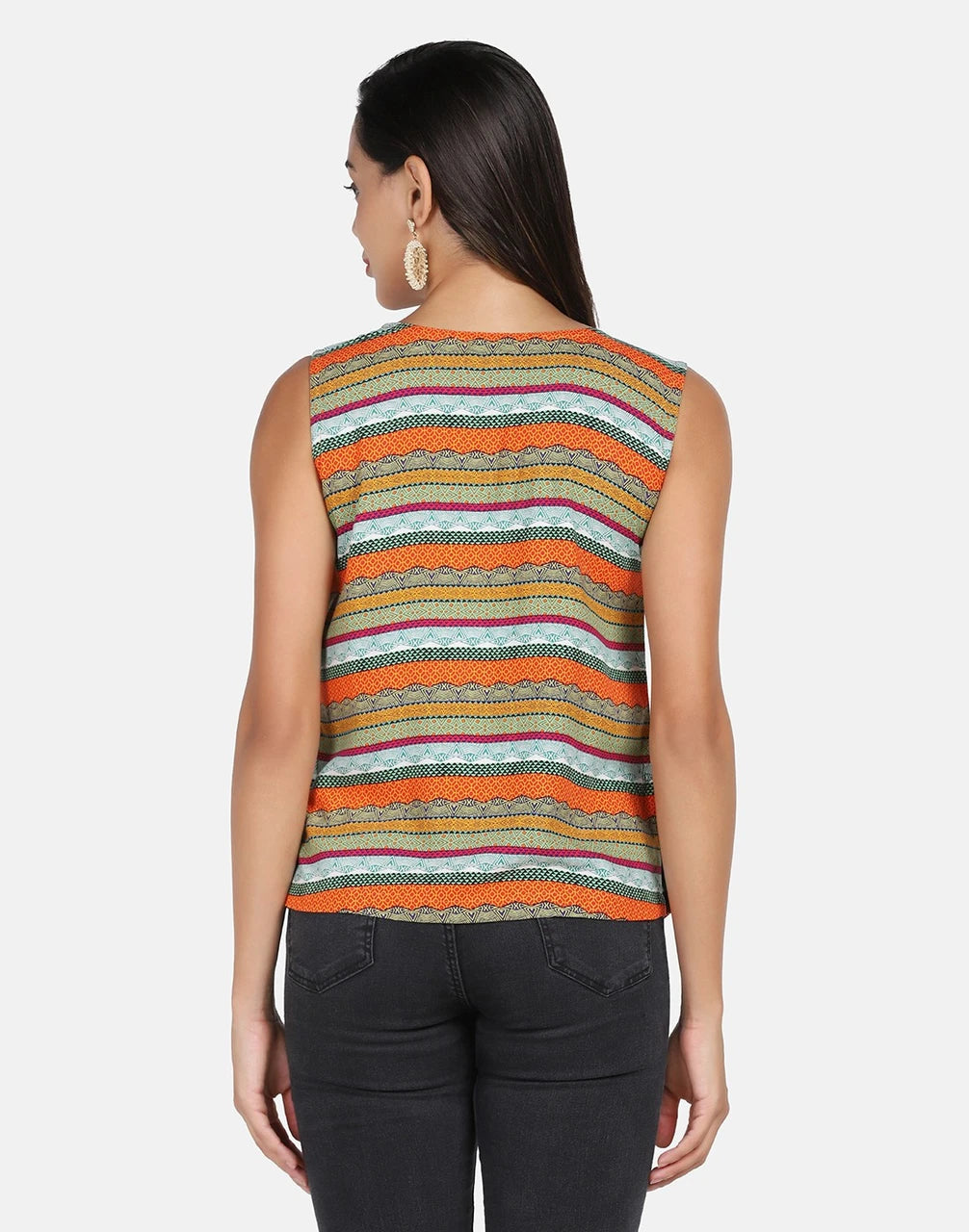 Printed Sleeveless Rayon Top