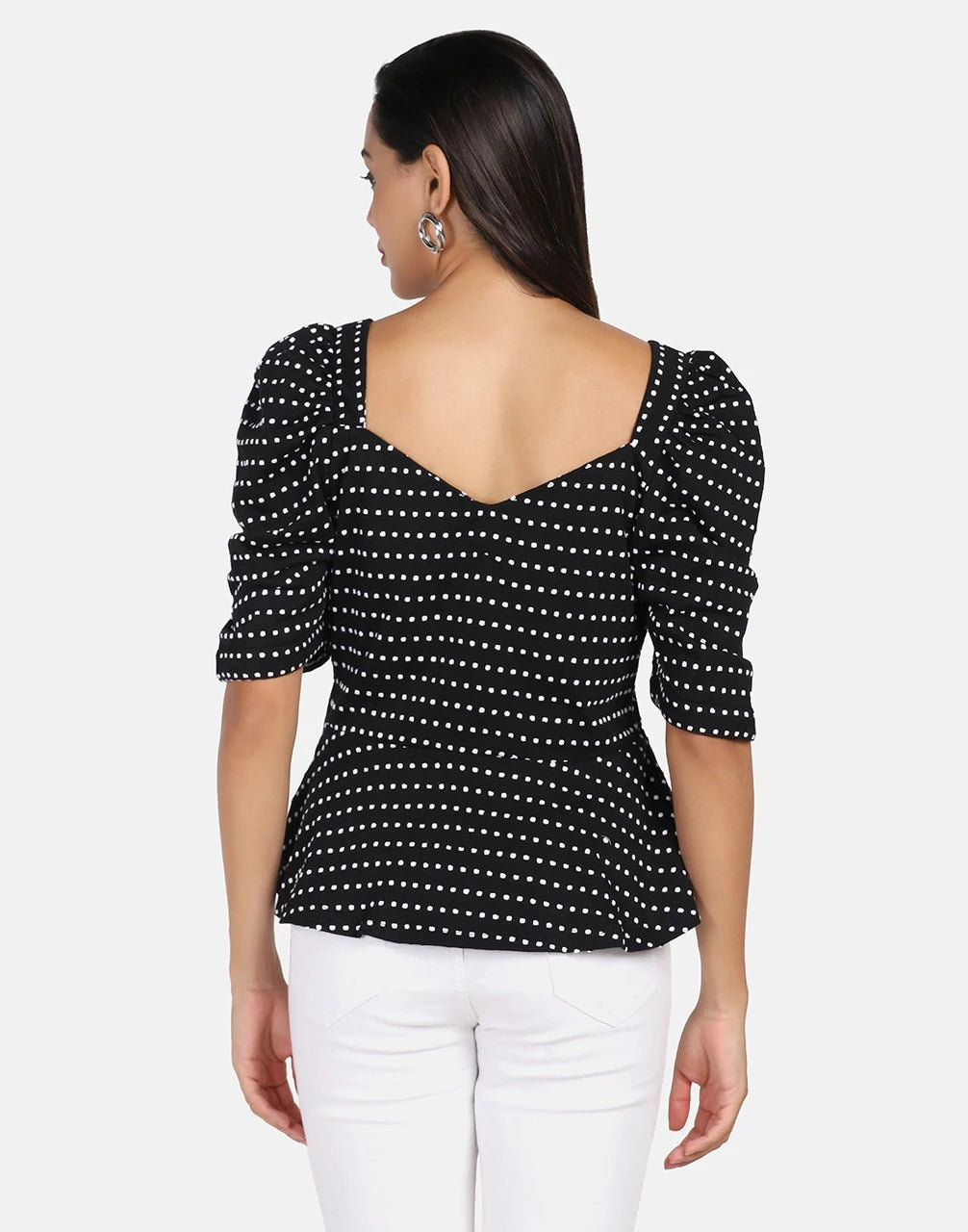 Stylish Polka Dot Black Top