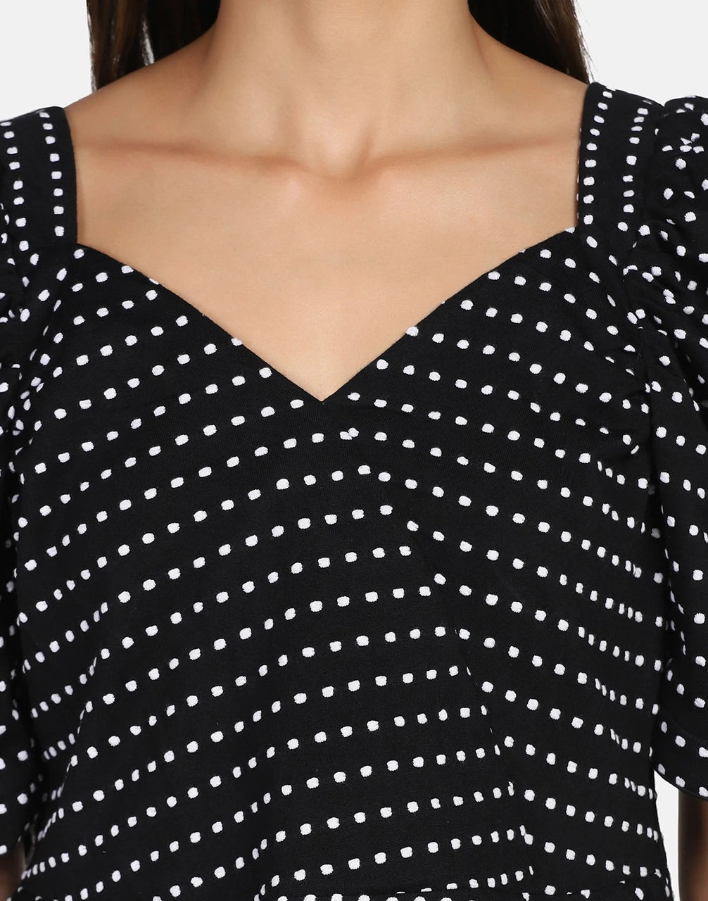 Stylish Polka Dot Black Top