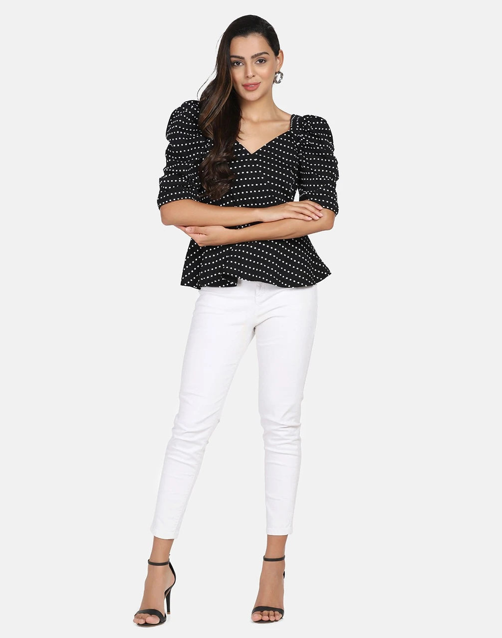 Stylish Polka Dot Black Top