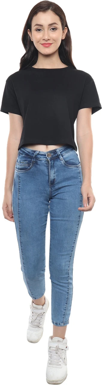 Black Cotton Crop Top