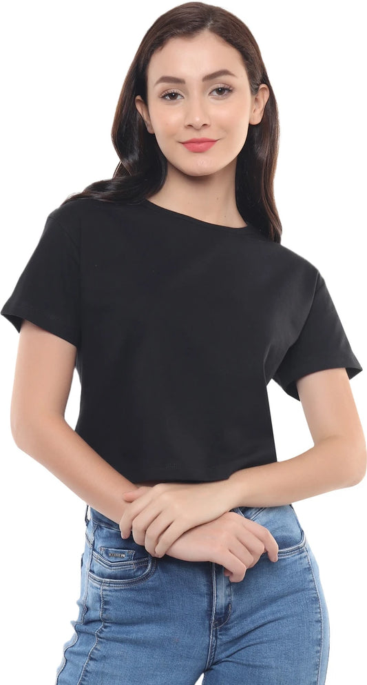 Black Cotton Crop Top