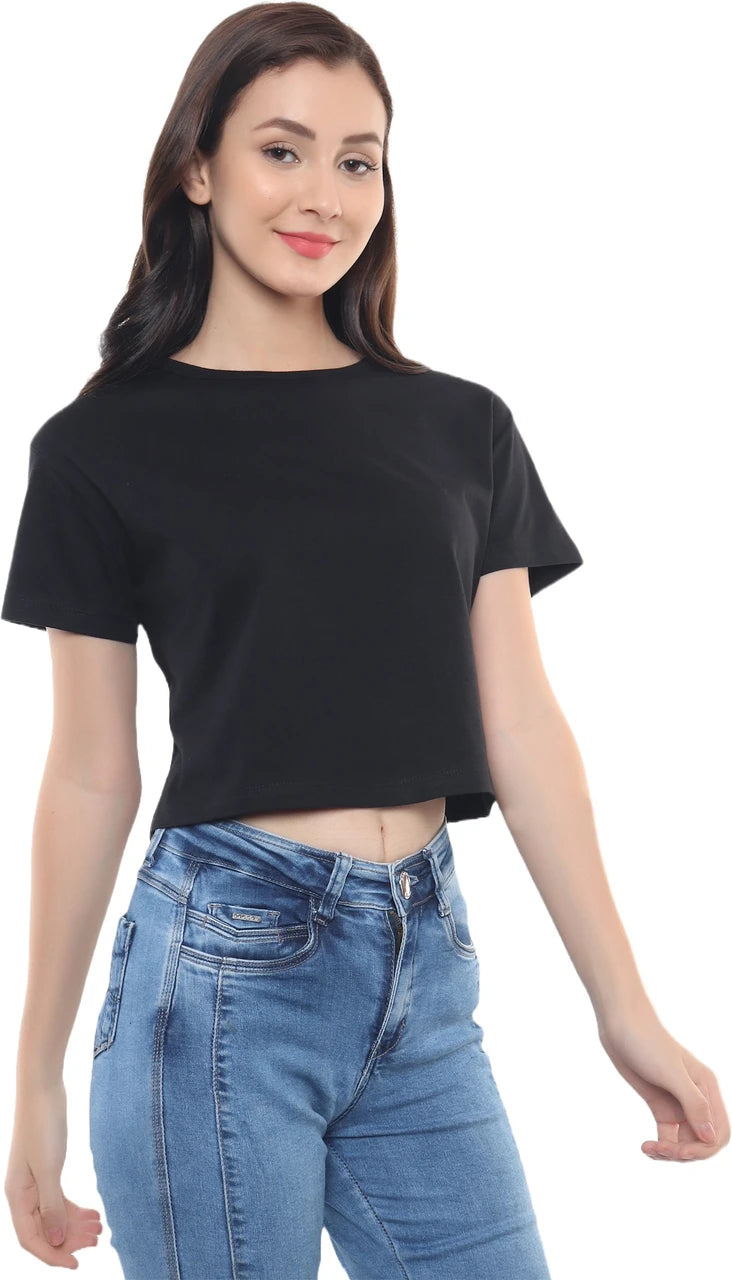 Black Cotton Crop Top