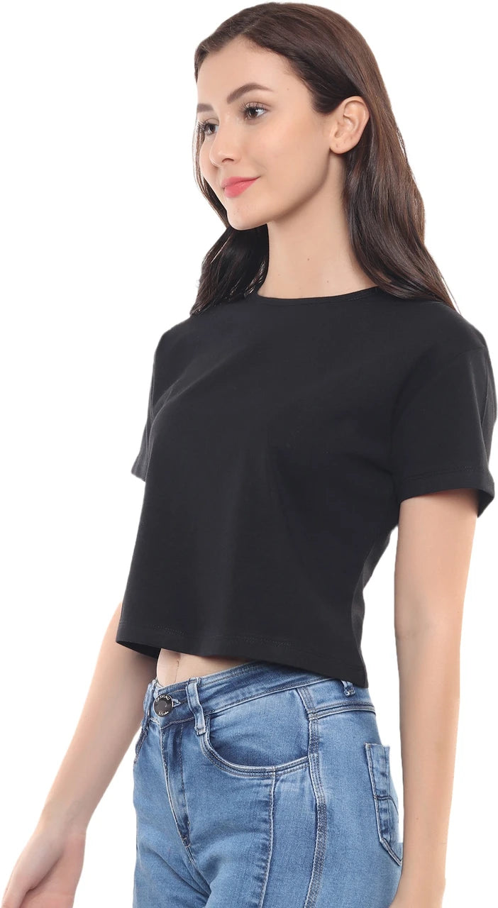 Black Cotton Crop Top
