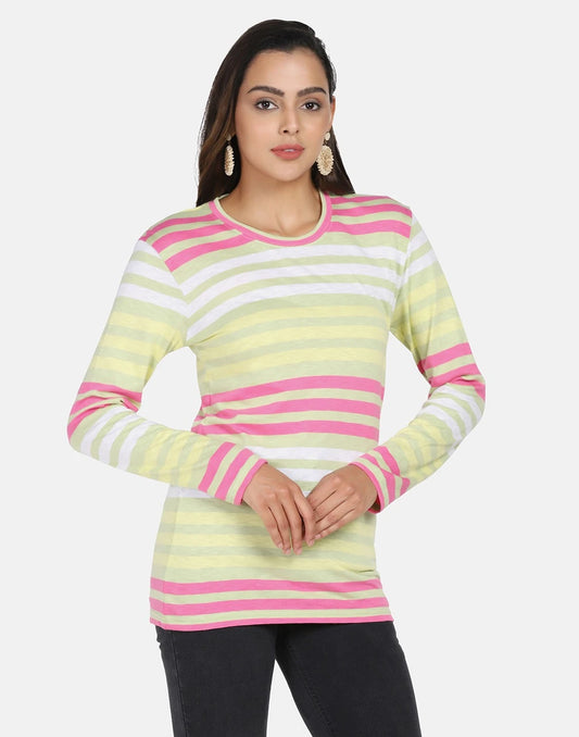 Multi-Color Striped Full-Sleeve Cotton T-Shirt